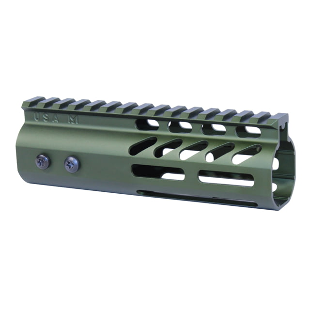 Guntec USA 6'' Ultra Lightweight Thin M-LOK Free Floating Handguard w/ Monolithic Top Rail Anodized Green - Handguard for AR-15, vista 1