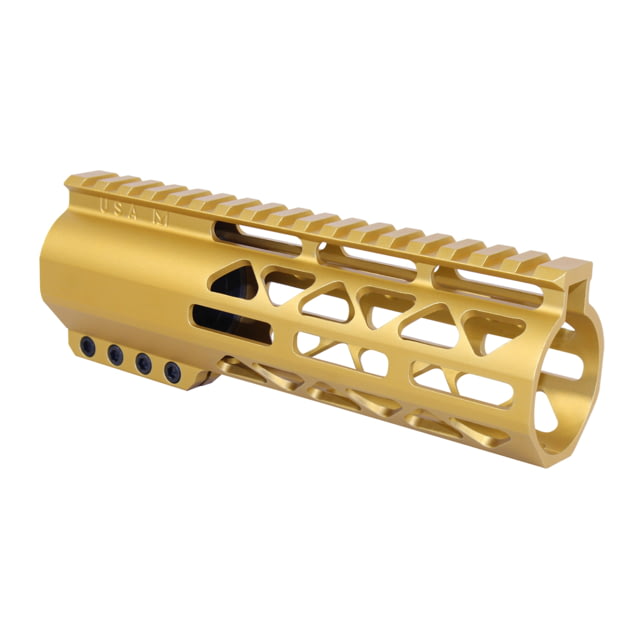 Guntec USA 7in .308 Caliber AIR-LOK Series M-LOK Compression Free Floating Handguard With Monolithic Top Rail Anodized Gold - Handguard for AR-15 - view 1