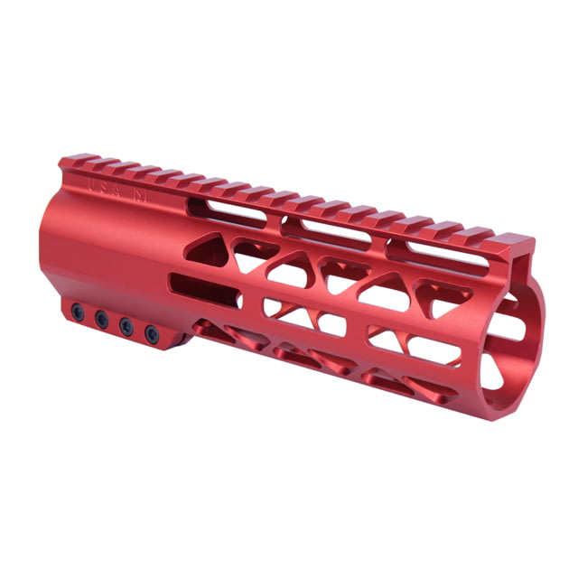 Guntec USA 7in .308 Caliber AIR-LOK Series M-LOK Compression Free Floating Handguard With Monolithic Top Rail Anodized Red - Handguard for AR-15, vista 1