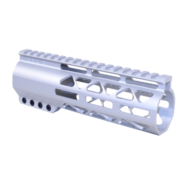 Guntec USA 7in .308 Caliber AIR-LOK Series M-LOK Compression Free Floating Handguard With Monolithic Top Rail Anodized Clear - Handguard for AR-15, vista 1