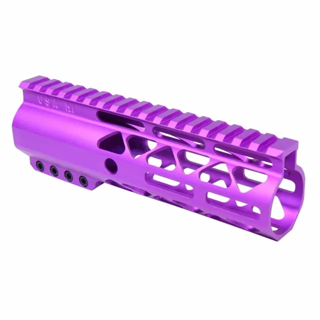 Guntec USA 7in Air-Lok Series M-Lok Compression Free Floating Handguard w/ Monolithic Top Rail Anodized Purple - Handguard for AR-15, vista 1