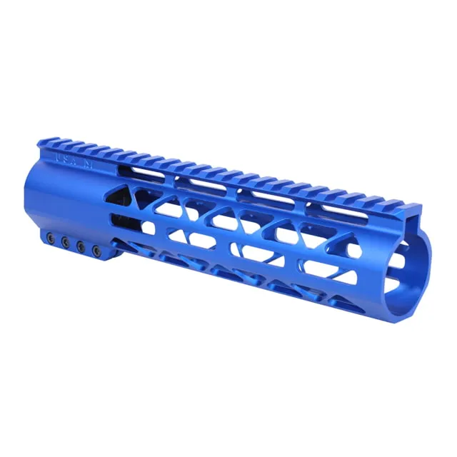Guntec USA 9in .308 Caliber AIR-LOK Series M-LOK Compression Free Floating Handguard With Monolithic Top Rail Anodized Blue - Handguard for AR-15, vista 1