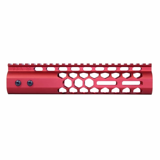 Guntec USA Air Lite Honeycomb Series M-LOK Free Floating Handguard w/Monolithic Top Rail 9in Red - Handguard for AR-15, vista 1
