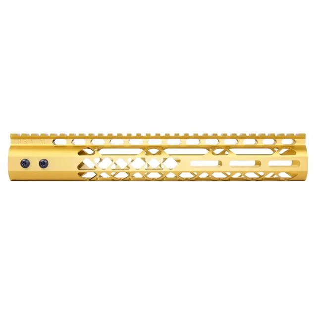 Guntec USA Air Lite M-LOK Free Floating Handguard w/Monolithic Top Rail 12in Gold - Handguard for AR-15, vista 1