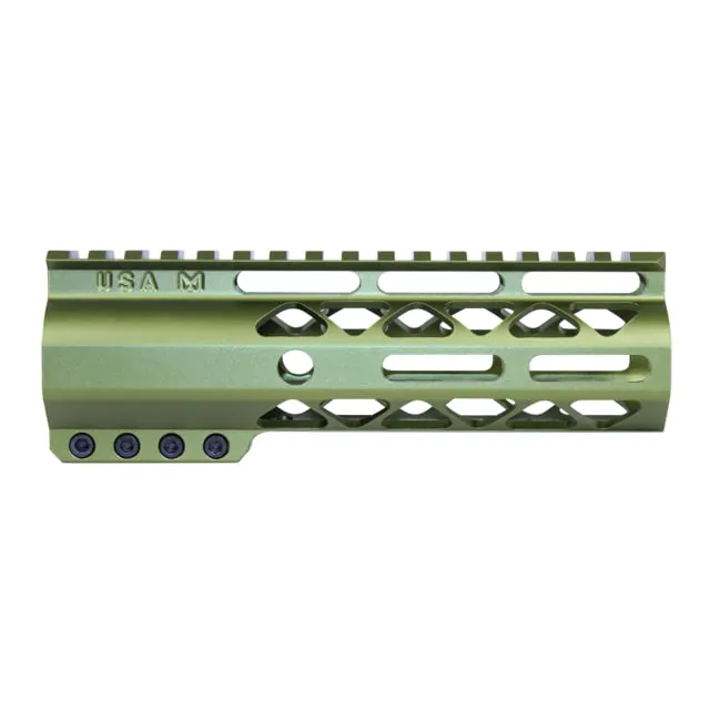Guntec USA AIR-LOK Series AR-15 M-LOK Compression Free Floating Handguard w/ Monolithic Top Rail 6.75in Anodized Green - Handguard for AR-15 - view 1