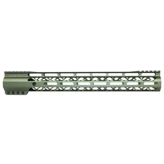 Guntec USA AIR-LOK Series M-LOK Compression Gen 2 Free Floating Handguard w/Monolithic Top Rail 15in Green - Handguard for AR-15, vista 1