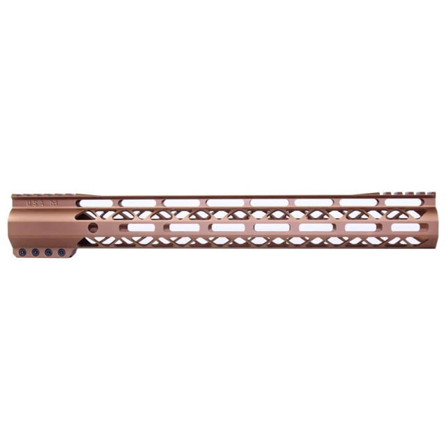 Guntec USA AIR-LOK Series M-LOK Compression Gen 2 Free Floating Handguard w/Monolithic Top Rail 15in Bronze - Handguard for AR-15, vista 1
