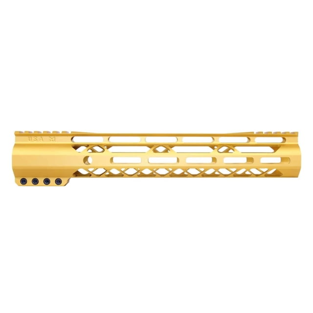 Guntec USA AIR-LOK Series M-LOK Compression Gen 2 Free Floating Handguard w/Monolithic Top Rail 12in Gold - Handguard for AR-15, vista 1