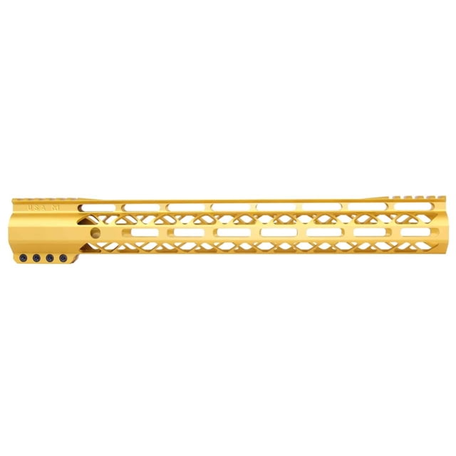 Guntec USA AIR-LOK Series M-LOK Compression Gen 2 Free Floating Handguard w/Monolithic Top Rail 15in Gold - Handguard for AR-15, vista 1