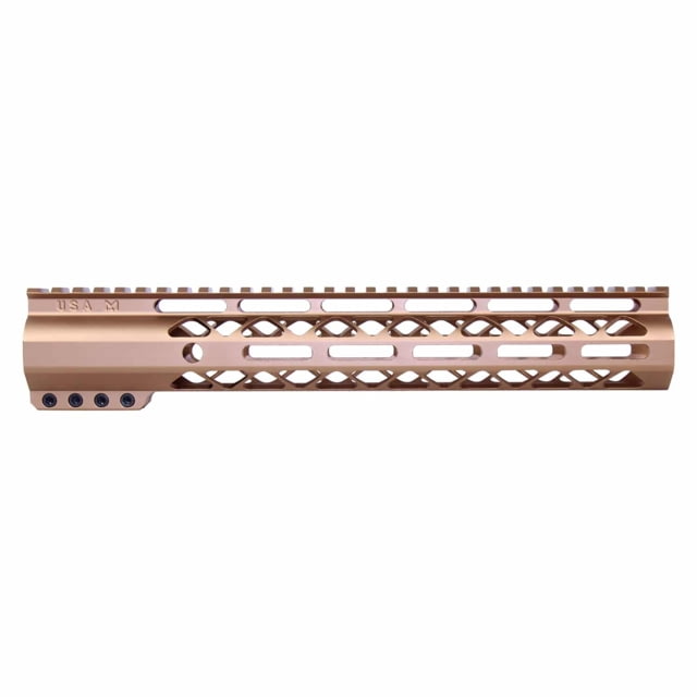 Guntec USA AirLok Series M-LOK Compression Free Floating Handguard w/Monolithic Top Rail 12in Bronze - Handguard for AR-15, vista 1