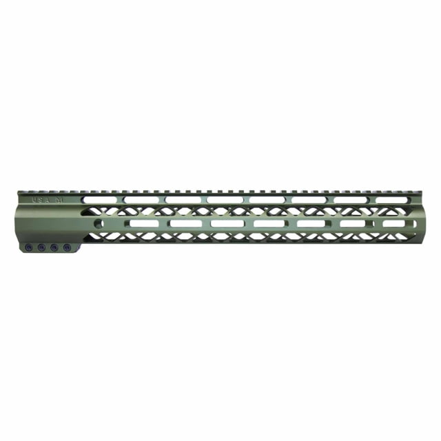 Guntec USA AirLok Series M-LOK Compression Free Floating Handguard w/Monolithic Top Rail 15in Green - Handguard for AR-15 - view 1