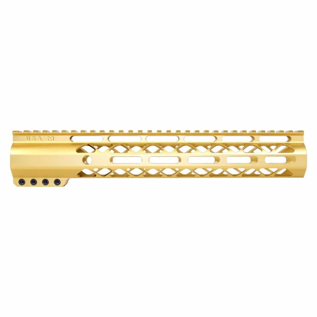 Guntec USA AirLok Series M-LOK Compression Free Floating Handguard w/Monolithic Top Rail 12in Gold - Handguard for AR-15, vista 1