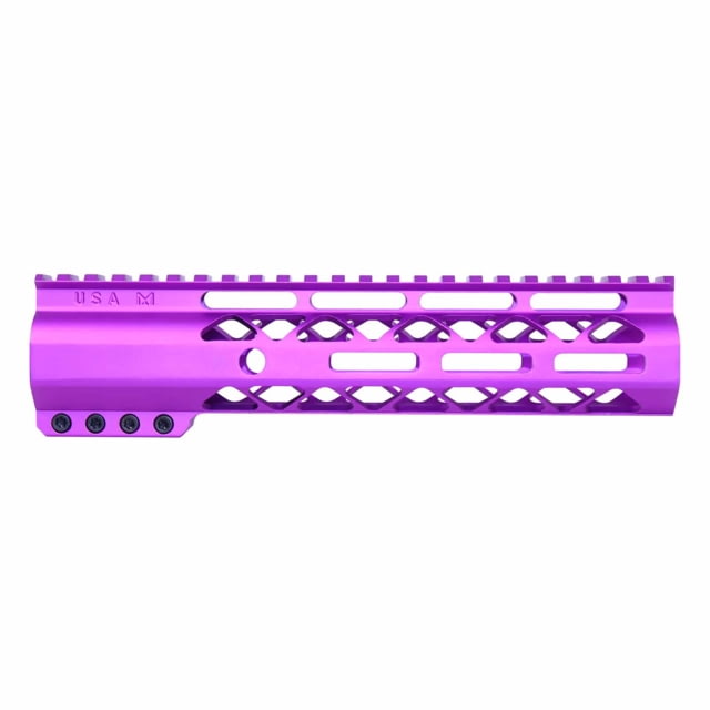 Guntec USA AirLok Series M-LOK Compression Free Floating Handguard w/Monolithic Top Rail 9in Purple - Handguard for AR-15, vista 1