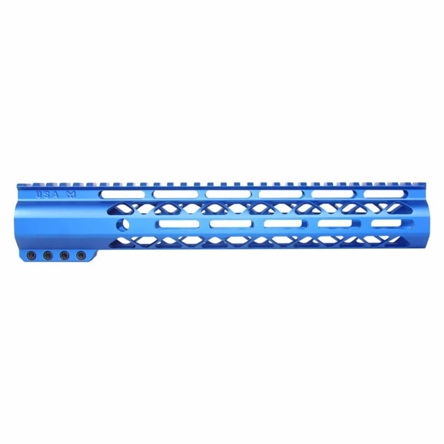 Guntec USA AirLok Series M-LOK Compression Free Floating Handguard w/Monolithic Top Rail 12in Blue - Handguard for AR-15, vista 1