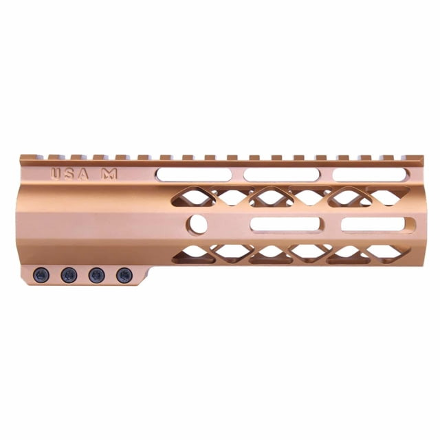Guntec USA AirLok Series M-LOK Compression Free Floating Handguard w/Monolithic Top Rail 7in Bronze - Handguard for AR-15, vista 1