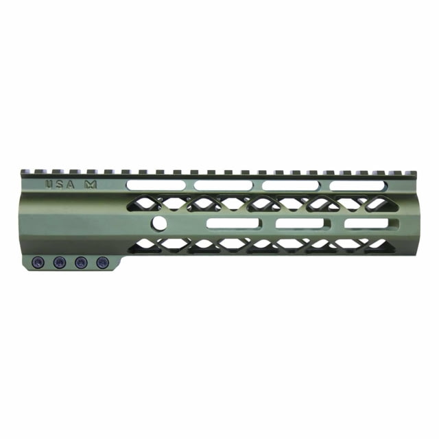 Guntec USA AirLok Series M-LOK Compression Free Floating Handguard w/Monolithic Top Rail 9in Green - Handguard for AR-15, vista 1