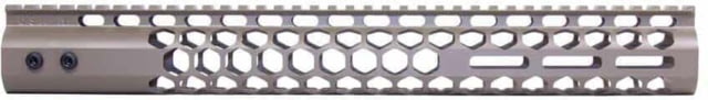 Guntec USA AR-15 15in Air Lite Series Honeycomb M-LOK Free Floating Handguard w/ Monolithic Top Rail Flat Dark Earth - Handguard for AR-15, vista 1