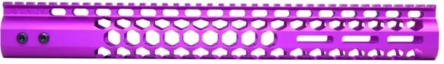 Guntec USA AR-15 15in Air Lite Series Honeycomb M-LOK Free Floating Handguard w/ Monolithic Top Rail Anodized Purple - Handguard for AR-15 - view 1
