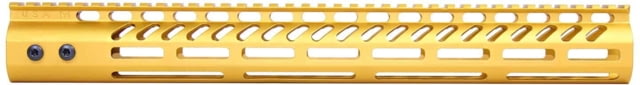 Guntec USA AR-15 15in Ultra Lightweight Thin M-LOK System Free Floating Handguard w/ Monolithic Top Rail Anodized Gold - Handguard for AR-15, vista 1