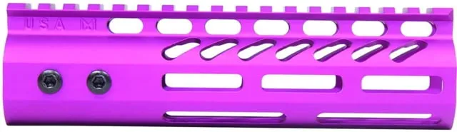 Guntec USA AR-15 7in Ultra Lightweight Thin M-LOK Free Floating Handguard w/ Monolithic Top Rail Anodized Purple - Handguard for AR-15, vista 1