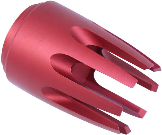 GUNTEC USA AR-15 Claw Multi-Prong Flash Hider Red Anodized - Muzzle Device for AR-15, vista 1
