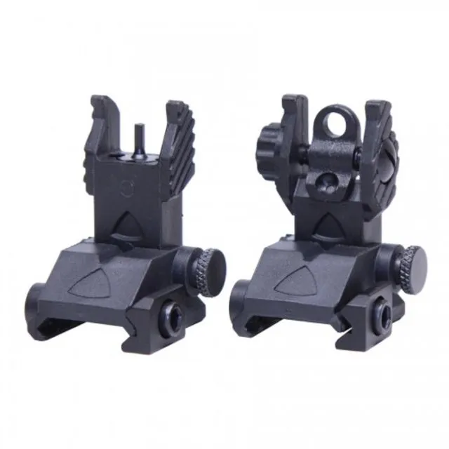 Guntec USA AR-15 EZ Sights Thin Profile Polymer Back Up Iron Sight Set Black - Iron Sights for AR-15, vista 1