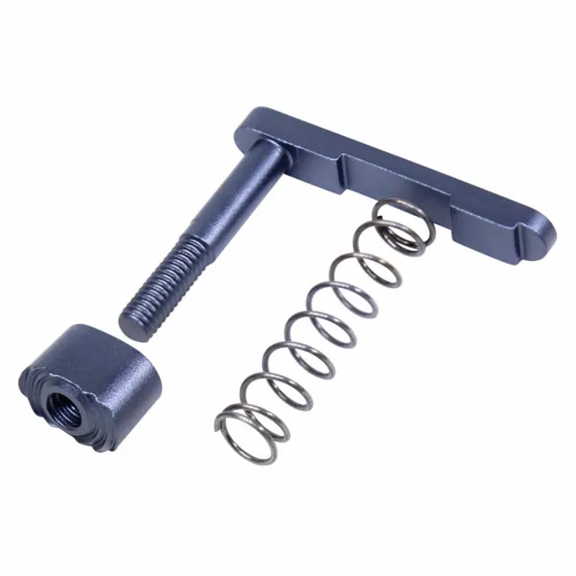 Guntec USA AR-15 Mag Catch Assembly w/Extended Mag Button Anodized Grey - Magazine Release for AR-15, vista 1