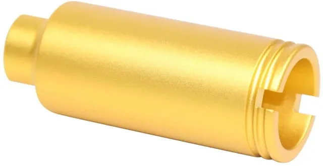 Guntec USA AR-15 Slim Line Cone Flash Can 5.56/.223/9mm 1/2x28 Anodized Gold - Muzzle Device for AR-15, vista 1