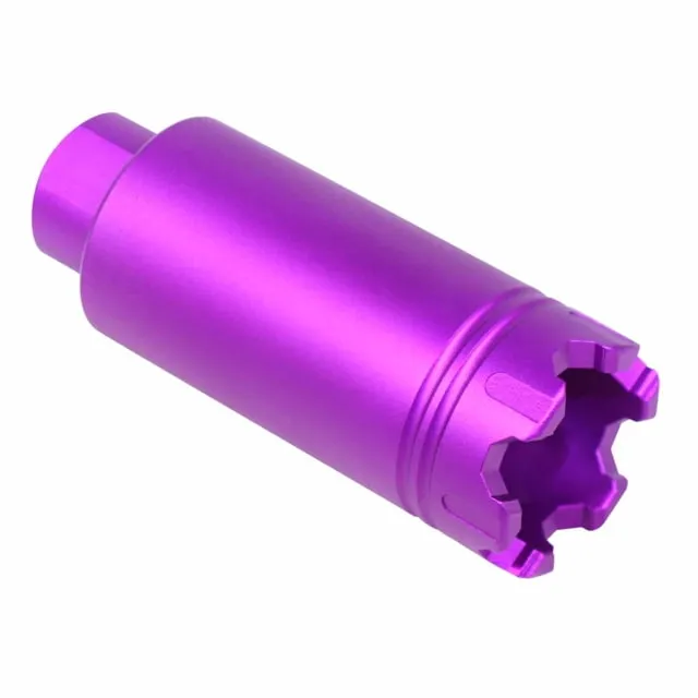 Guntec USA AR-15 Slim Line Trident Flash Can With Glass Breaker Anodized Purple - Muzzle Device for AR-15, vista 1