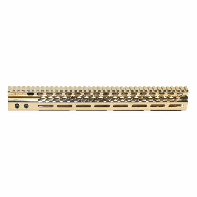 Guntec USA AR-15 Ultra Lightweight Thin M-LOK Free Floating Handguard w/ Monolithic Top Rail 15in Gold Plated - Handguard for AR-15, vista 1
