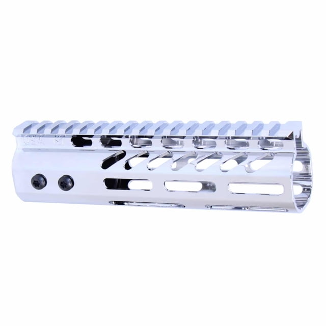 Guntec USA AR-15 Ultra Lightweight Thin M-LOK Free Floating Handguard w/ Monolithic Top Rail 7in Chrome - Handguard for AR-15, vista 1