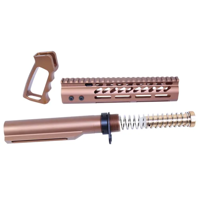 Guntec USA AR-15 Ultra Pistol Furniture Set w/ Milspec Buffer Tube Anodized Bronze - Buffer Tube Assembly for AR-15 - view 1