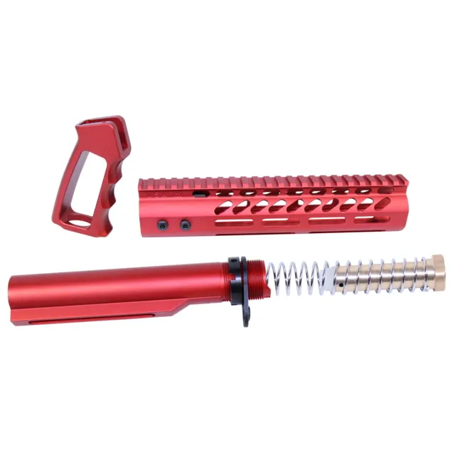 Guntec USA AR-15 Ultra Pistol Furniture Set w/ Milspec Buffer Tube Anodized Red - Buffer Tube Assembly for AR-15 - view 1
