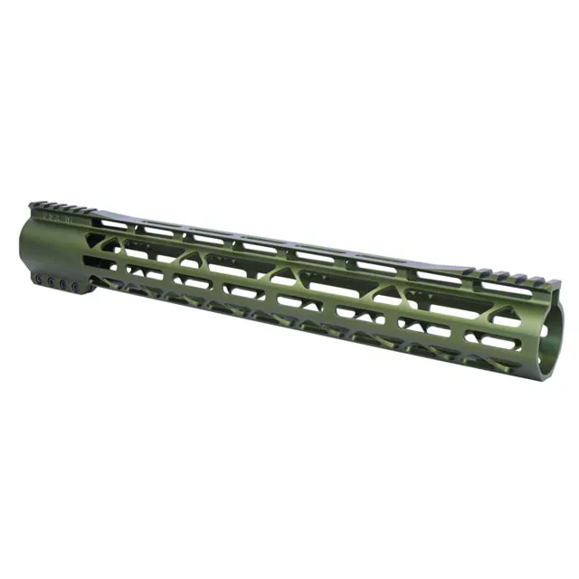 Guntec USA AR-308 15 AIR-LOK Series M-LOK Compression Free Floating Handguard With Monolithic Top Rail Gen 2 Anodized Green - Handguard for AR-15 - view 1