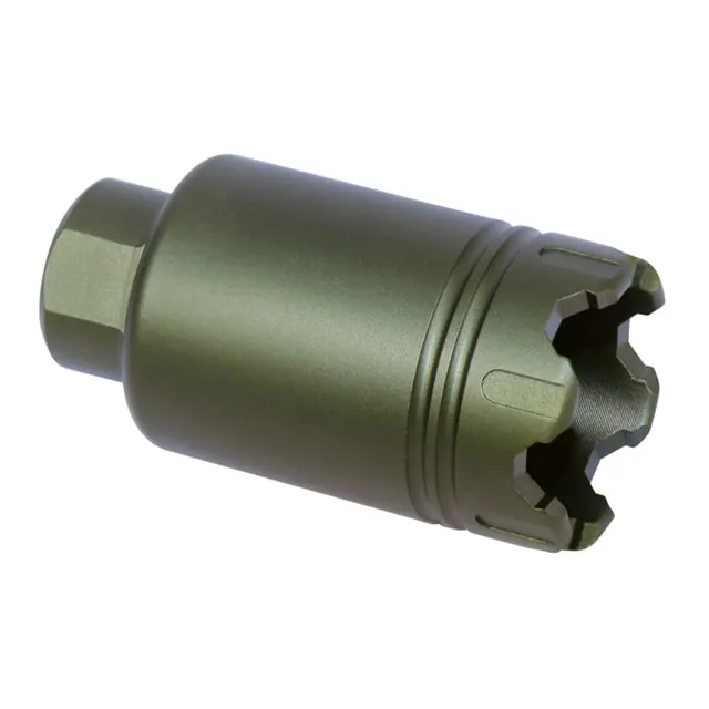 Guntec USA AR .308 Cal Micro Trident Flash Can With Glass Breaker Anodized Green - Muzzle Device for AR-15, vista 1