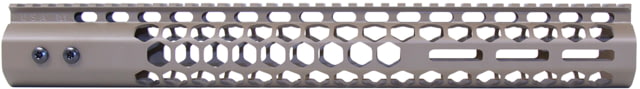 Guntec USA Honeycomb M-LOK Free Floating Handguard With Monolithic Top Rail 15in Cerakote Flat Dark Earth - Handguard for AR-15, vista 1