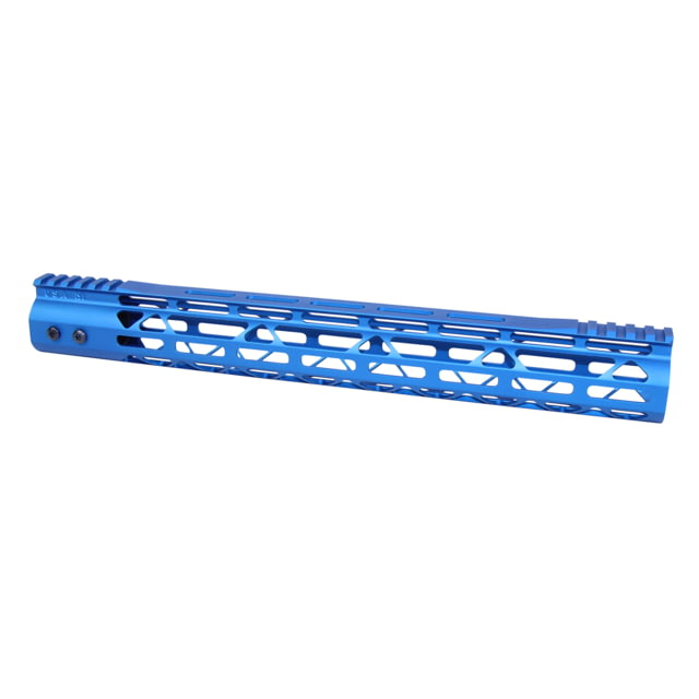 Guntec USA MOD LITE Skeletonized Series M-LOK Free Floating Handguard w/ Monolithic Top Rail 15in Anodized Blue - Handguard for AR-15, vista 1
