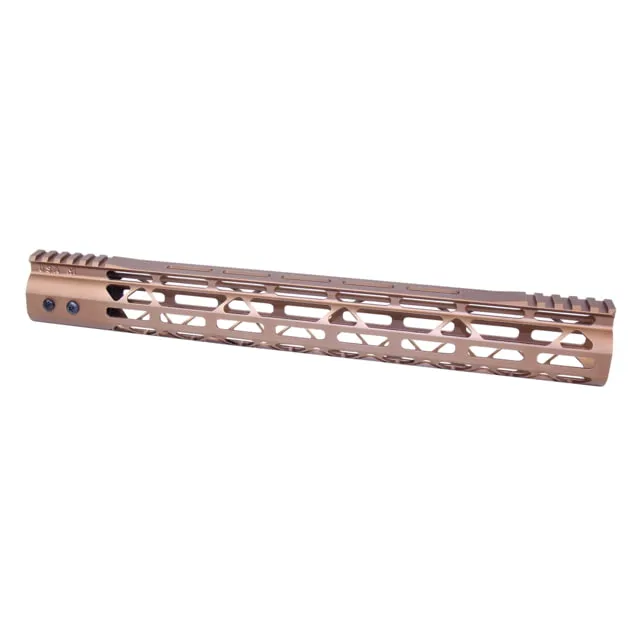 Guntec USA MOD LITE Skeletonized Series M-LOK Free Floating Handguard w/ Monolithic Top Rail 15in Anodized Bronze - Handguard for AR-15 - view 1