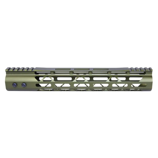 Guntec USA MOD LITE Skeletonized Series M-LOK Free Floating Handguard With Monolithic Top Rai Anodized Green 12in - Handguard for AR-15 - view 1