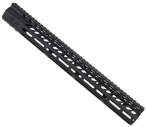 Guntec USA Ultra Lightweight Thin M-LOK Free Floating Handguard w/Monolithic Top Rail .308 Cal 16.5in Black - Handguard for AR-15, vista 1