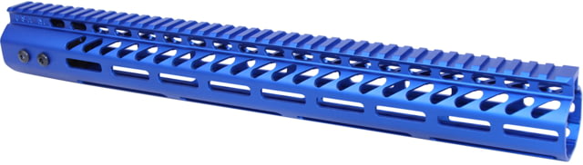 Guntec USA Ultra Lightweight Thin M-LOK Free Floating Handguard w/ Monolithic Top Rail .308 Caliber 16.5in Anodized Blue - Handguard for AR-15, vista 1
