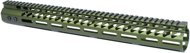 Guntec USA Ultra Lightweight Thin M-LOK Free Floating Handguard w/ Monolithic Top Rail .308 Caliber 16.5in Anodized Green - Handguard for AR-15, vista 1