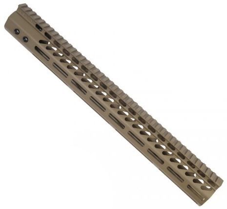 Guntec USA Ultra Lightweight Thin M-LOK Free Floating Handguard w/Monolithic Top Rail .308 Cal 16.5in Cerakote Flat Dark Earth - Handguard for AR-15, vista 1
