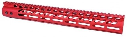 Guntec USA Ultra Lightweight Thin M-LOK Free Floating Handguard w/Monolithic Top Rail 15in Red - Handguard for AR-15, vista 1