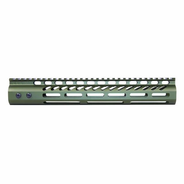 Guntec USA Ultra Lightweight Thin M-LOK System Free Floating Handguard w/Monolithic Top Rail 12in Green - Handguard for AR-15, vista 1