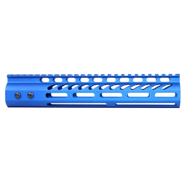 Guntec USA Ultra Lightweight Thin M-LOK System Free Floating Handguard w/Monolithic Top Rail 10in Blue - Handguard for AR-15, vista 1