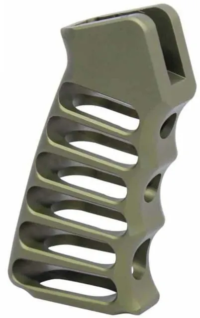Guntec USA Ultralight Series Skeletonized Aluminum Pistol Grip Anodized Green - Pistol Grip for AR-15, vista 1