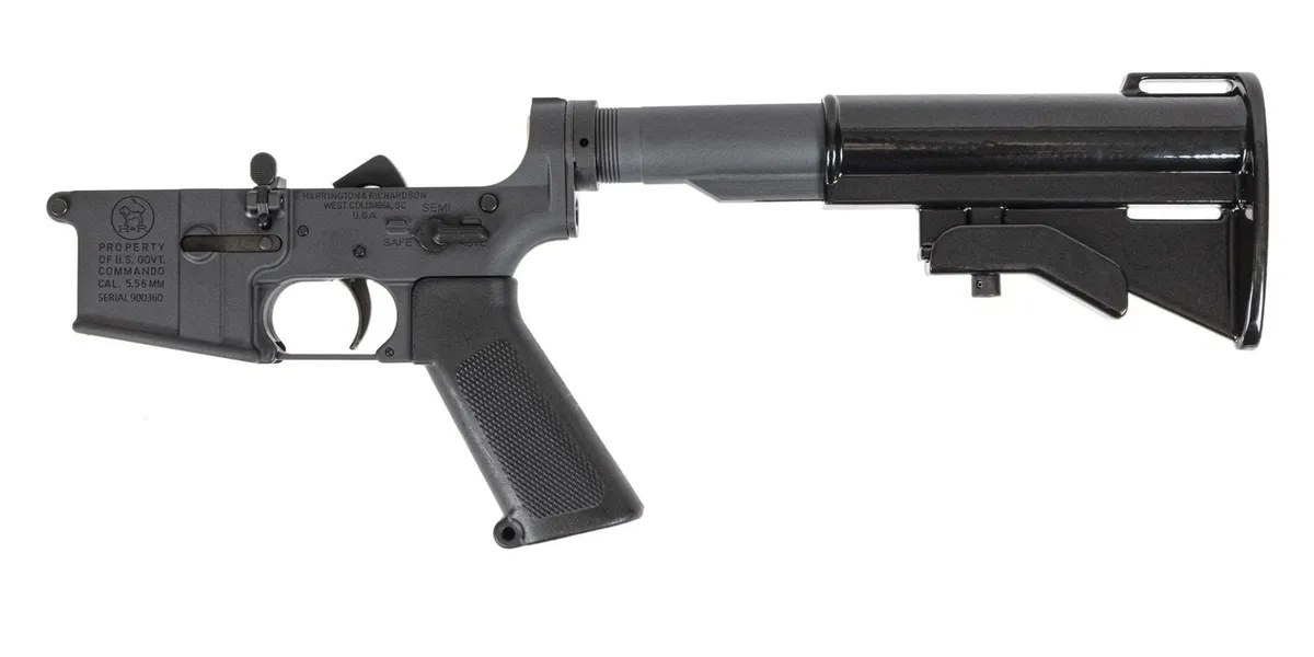 Harrington & Richardson Complete Gray Commando Lower, 2 position tube, Authentic Aluminum Stock - Lower Receiver for AR-15 - view 2