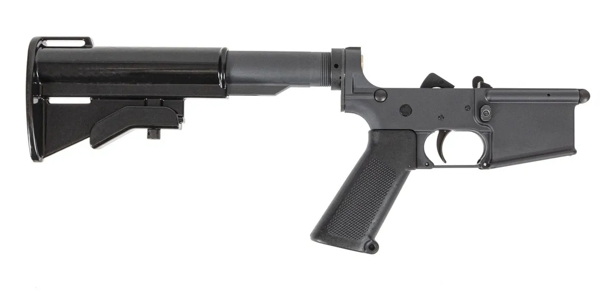 Harrington & Richardson Complete Gray Commando Lower, 2 position tube, Authentic Aluminum Stock - Lower Receiver for AR-15, vista 1