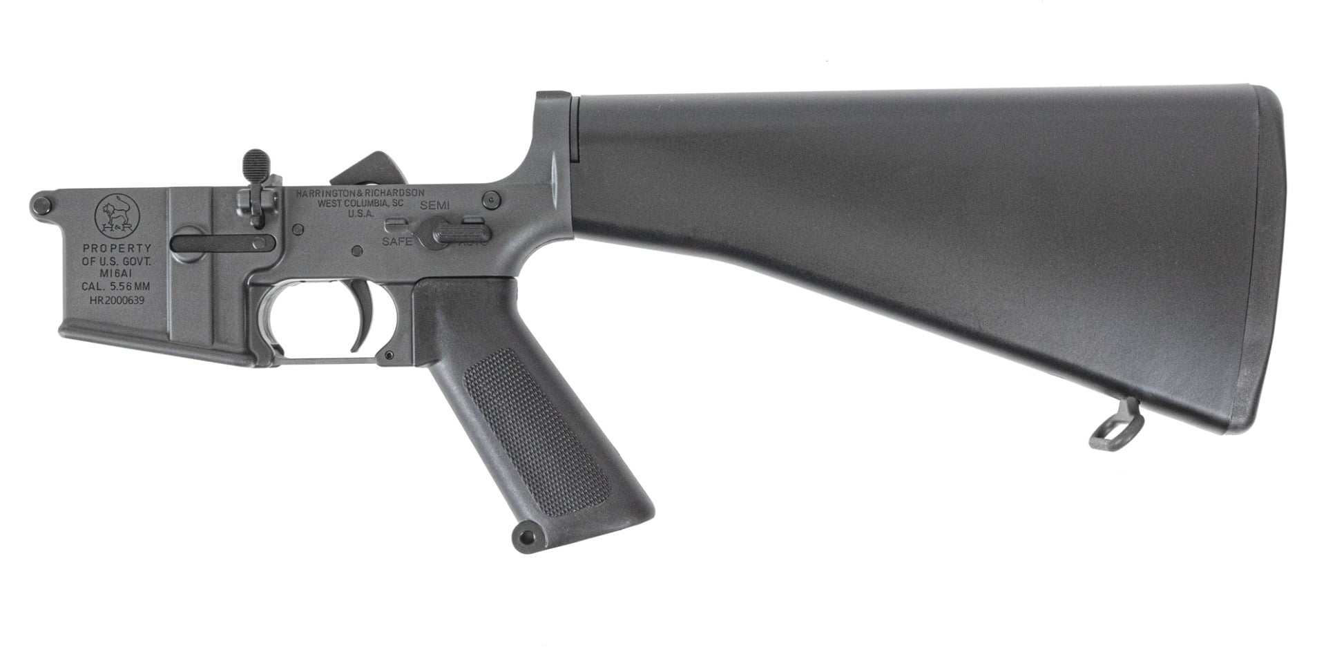 Harrington & Richardson BLEM M16A1 Complete Lower GI Quality Trapdoor Stock, Gray - Lower Receiver for AR-15, vista 1